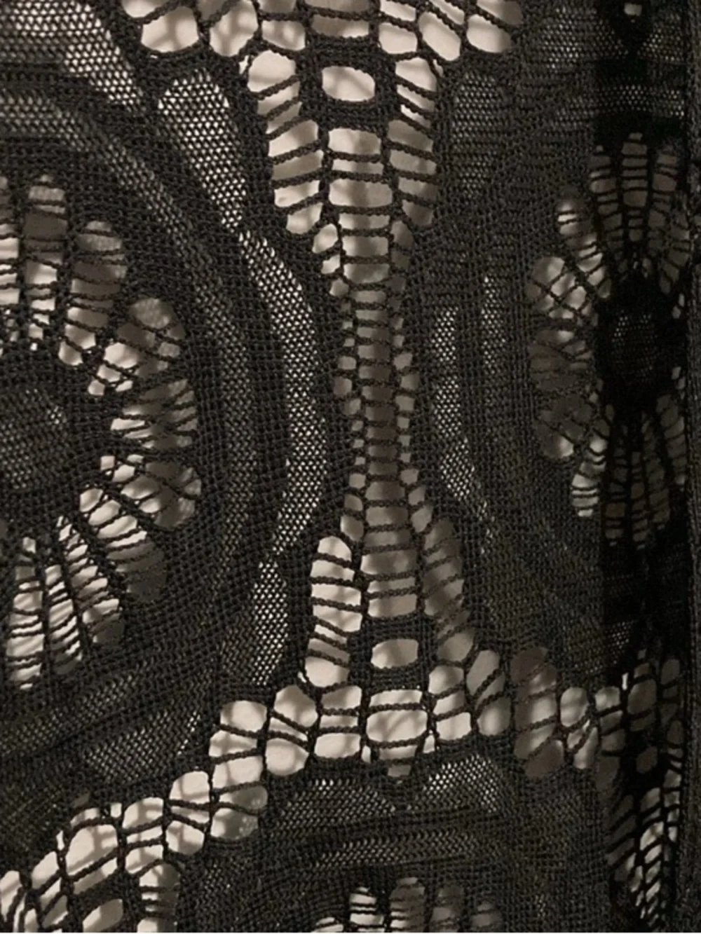 Honeyme Black Crochet Lace Kimono Swimsuit Cover-Up, Size XL extra large - Picture 5 of 9